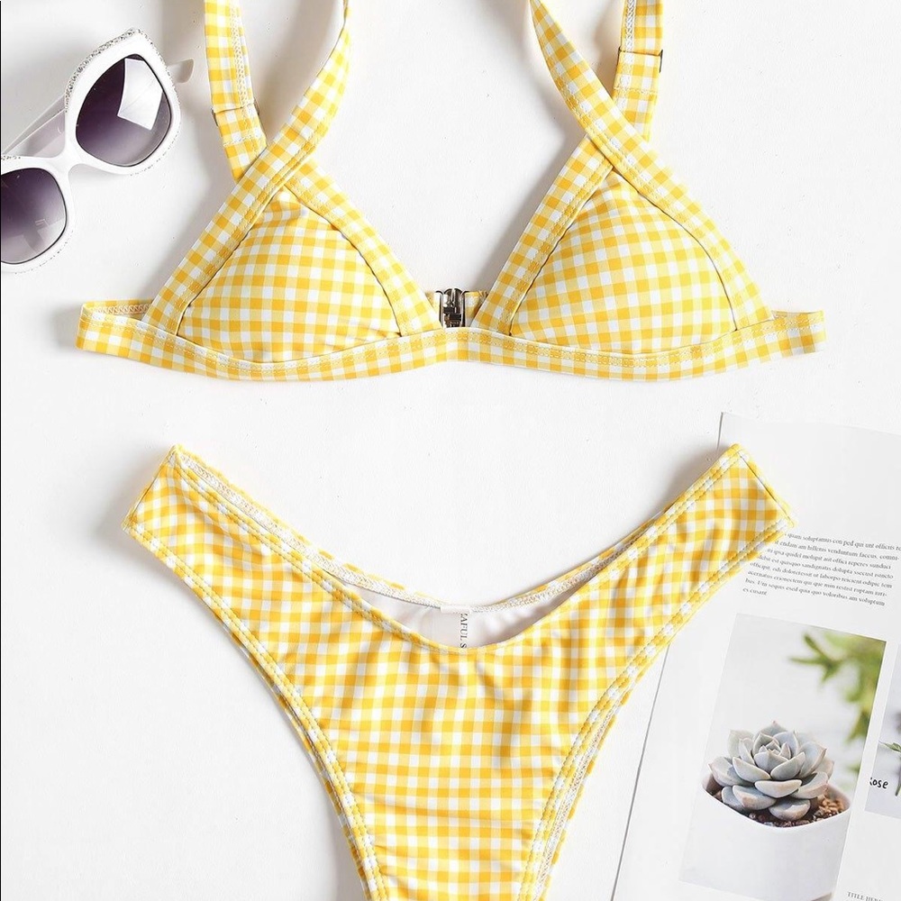 Yellow Gingham Bikini Set